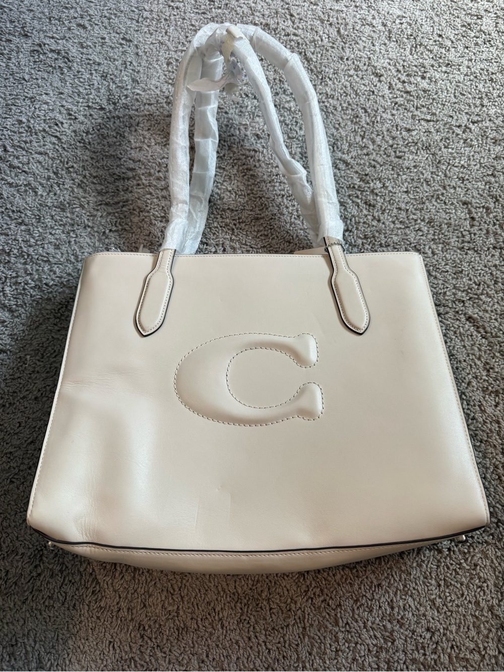 Coach Cream Tote Bag with Embossed 'C'